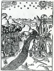 Creation, first page of Genesis, from the Lugduni Bible